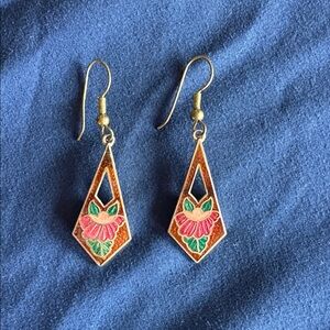 Floral Geometric Drop Earrings